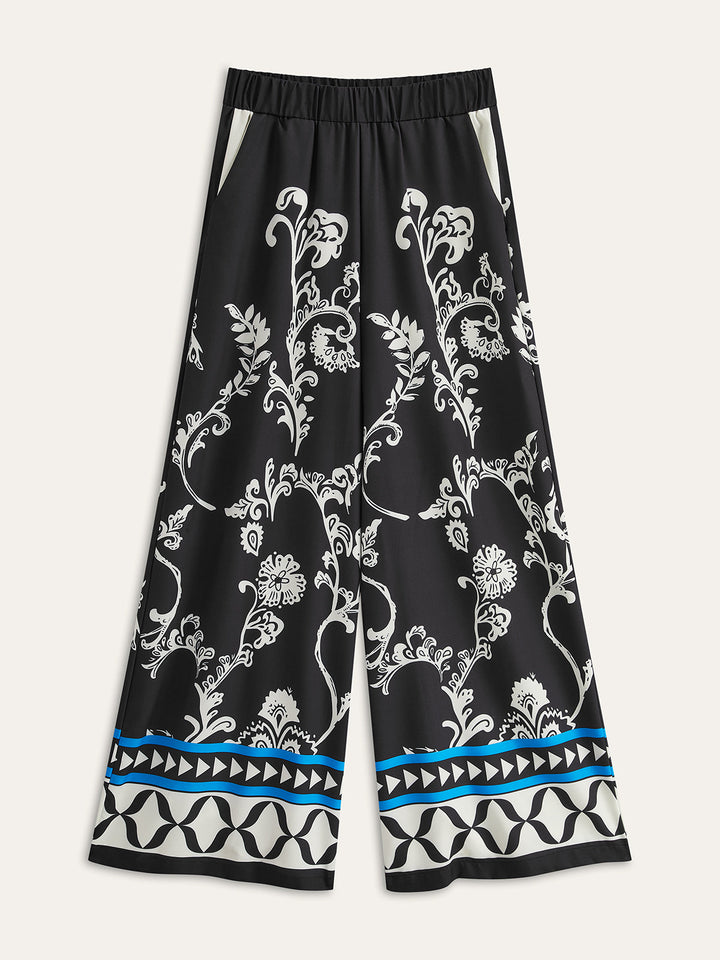 Ensemble Pantalon à Revers Imprimé Oversize