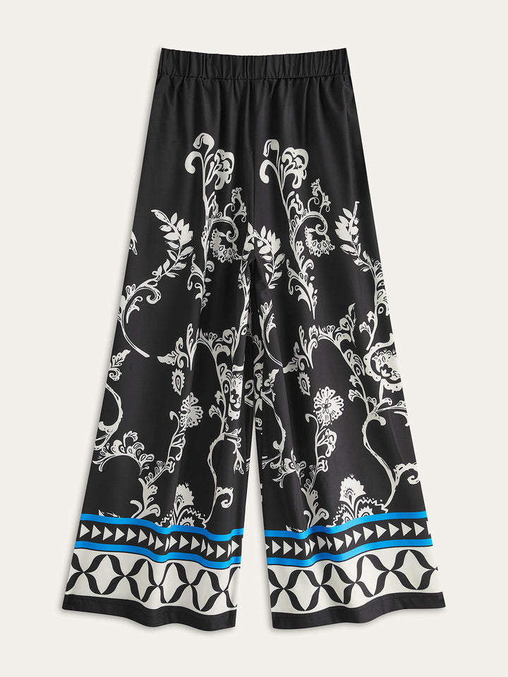 Ensemble Pantalon à Revers Imprimé Oversize