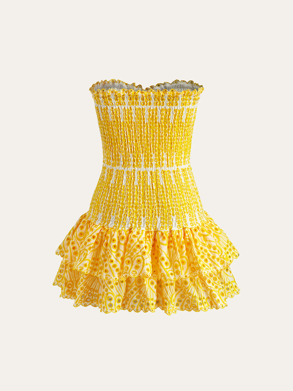 Robe bustier à ourlet brodé en coton