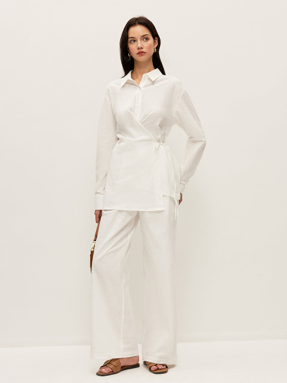 Chemise portefeuille en coton et lin