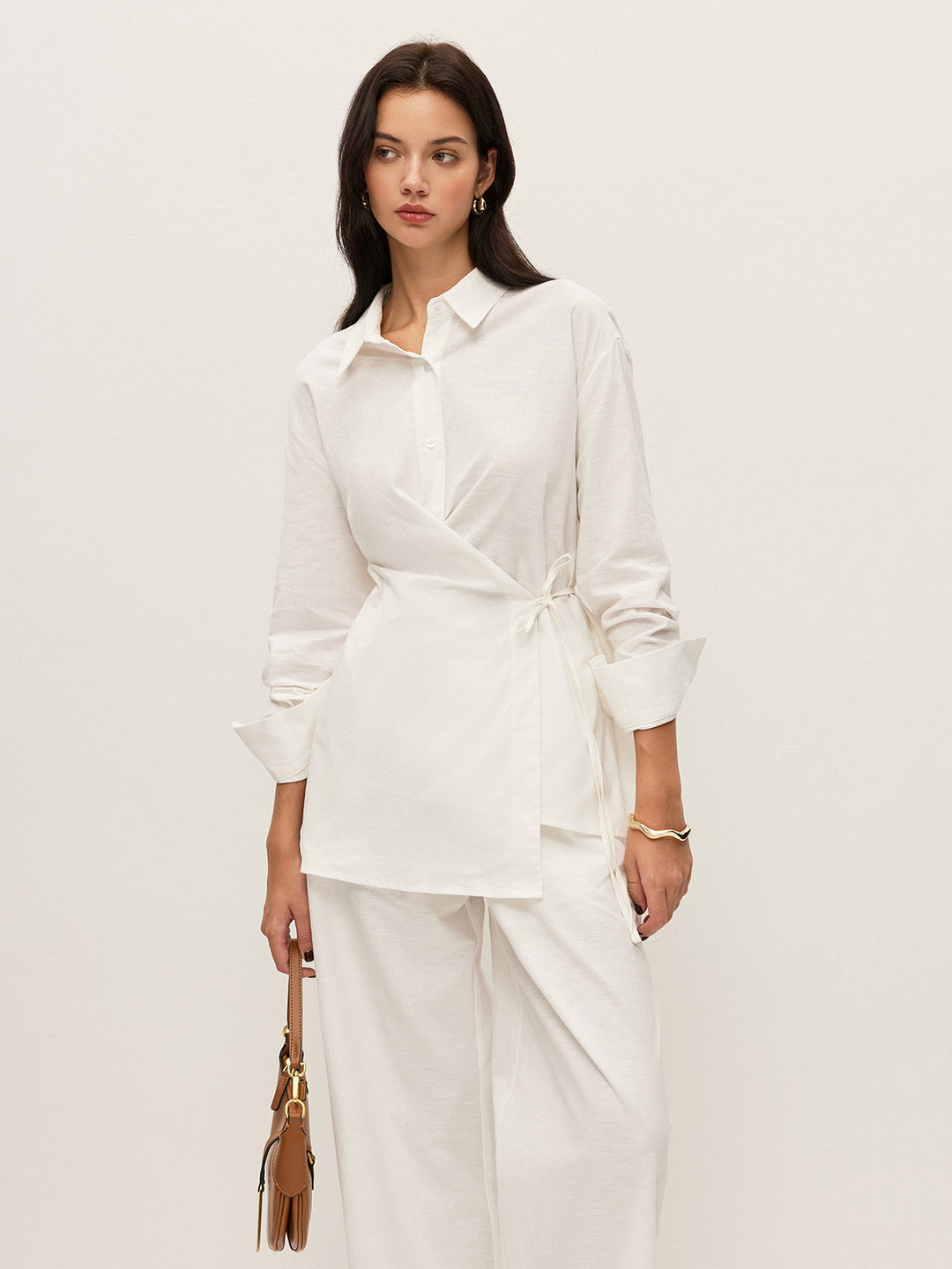 Chemise portefeuille en coton et lin