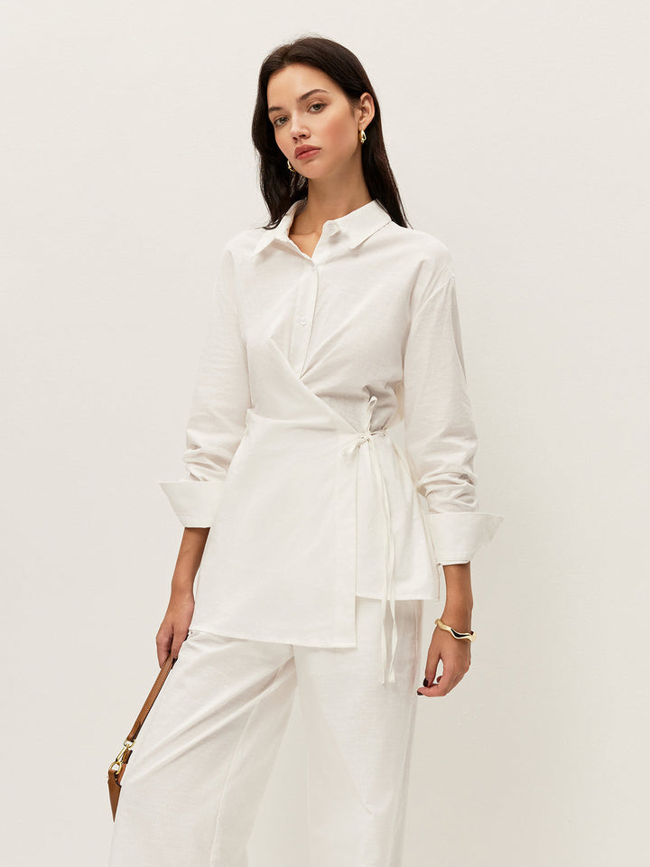 Chemise portefeuille en coton et lin