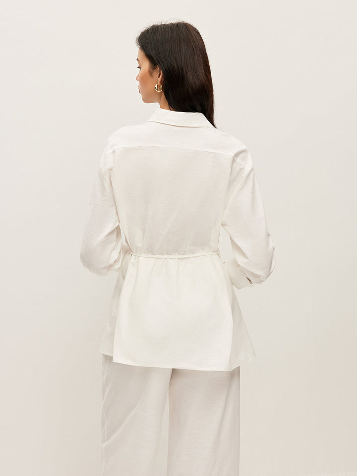 Chemise portefeuille en coton et lin