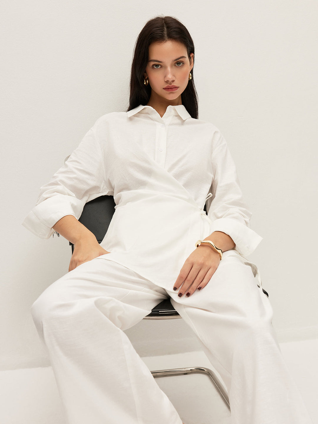 Chemise portefeuille en coton et lin