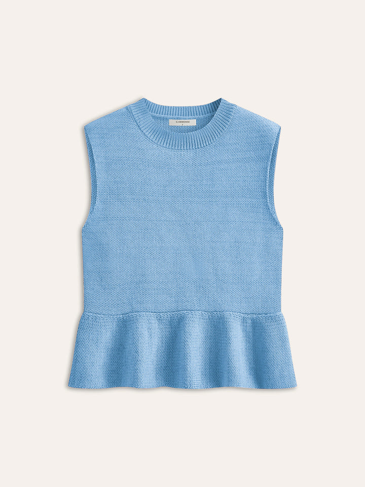 Gilet Pull sans Manches à Volants