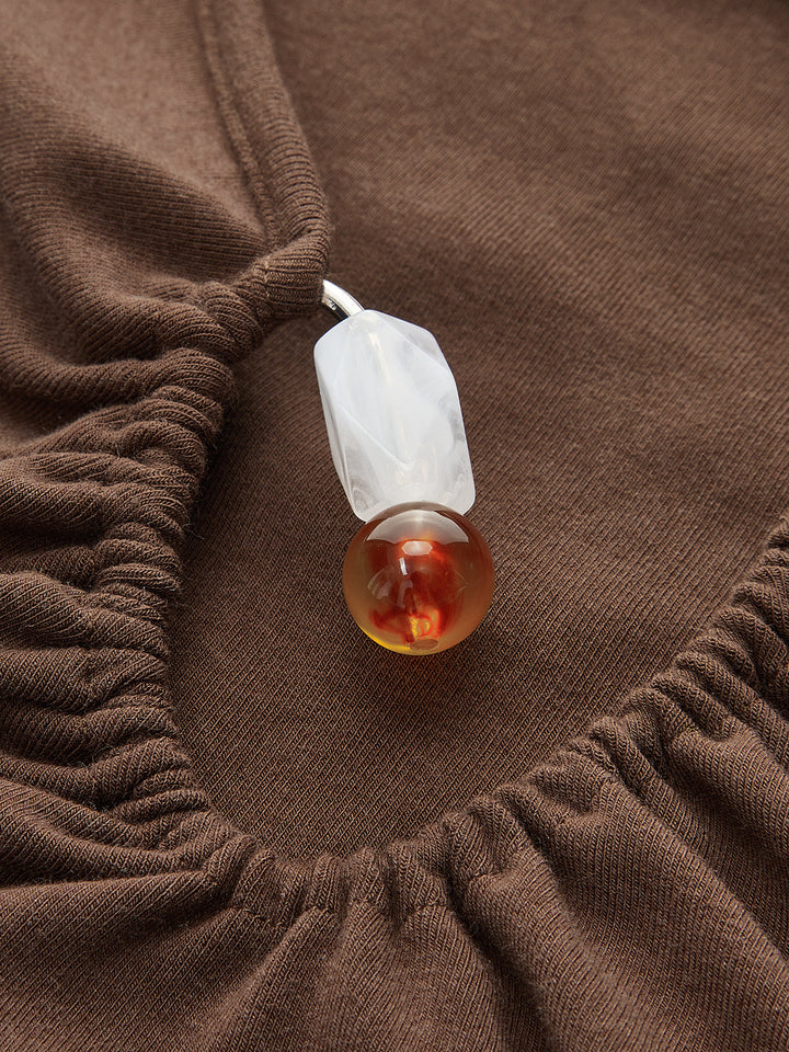 Haut Asymétrique Ruché avec Détail Bouton