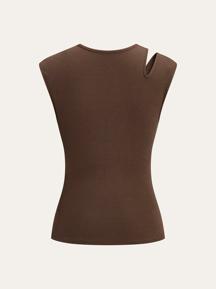 Haut Asymétrique Ruché avec Détail Bouton