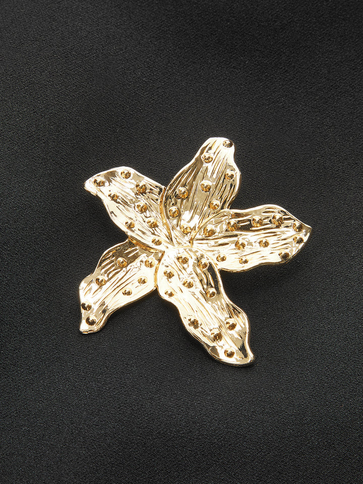 Robe Courte à Col Haut et Boutons Métalliques