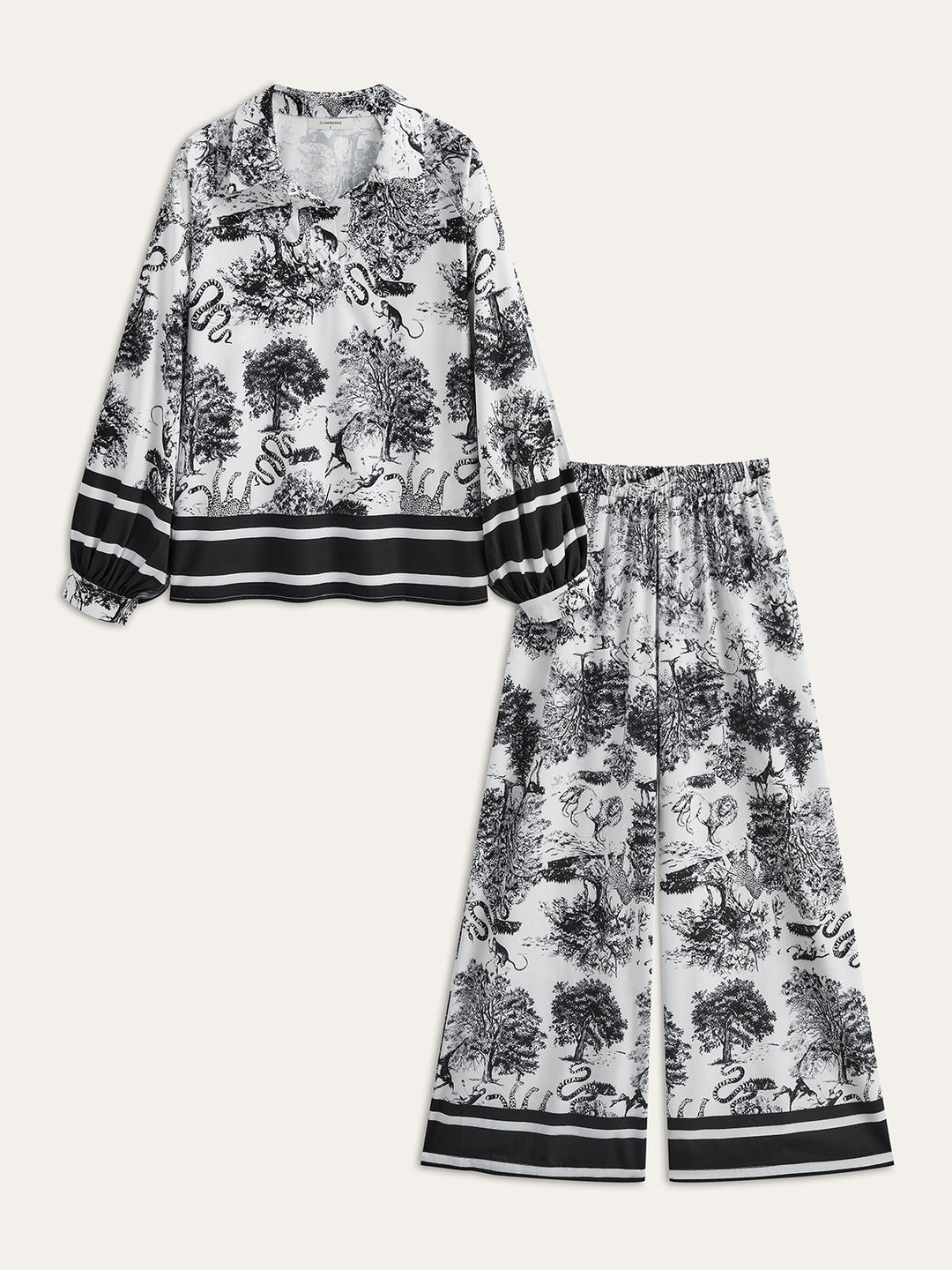 Ensemble de pantalons imprimés avec bordure rayée