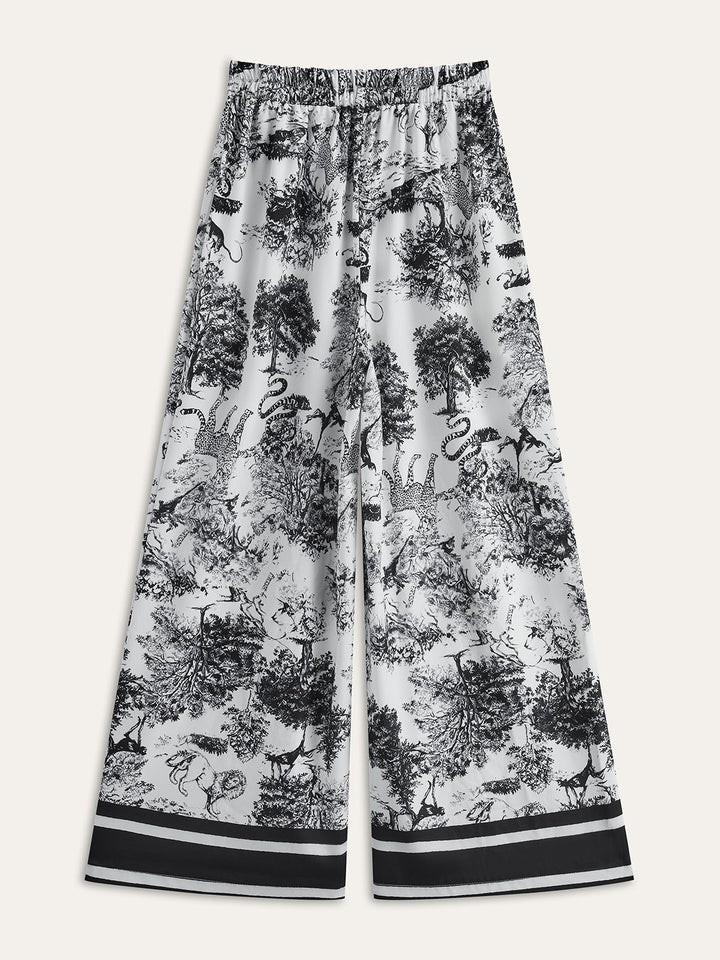 Ensemble de pantalons imprimés avec bordure rayée