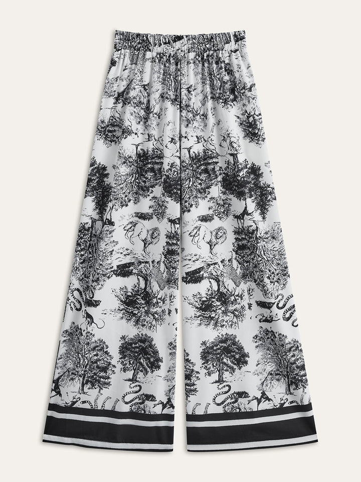 Ensemble de pantalons imprimés avec bordure rayée