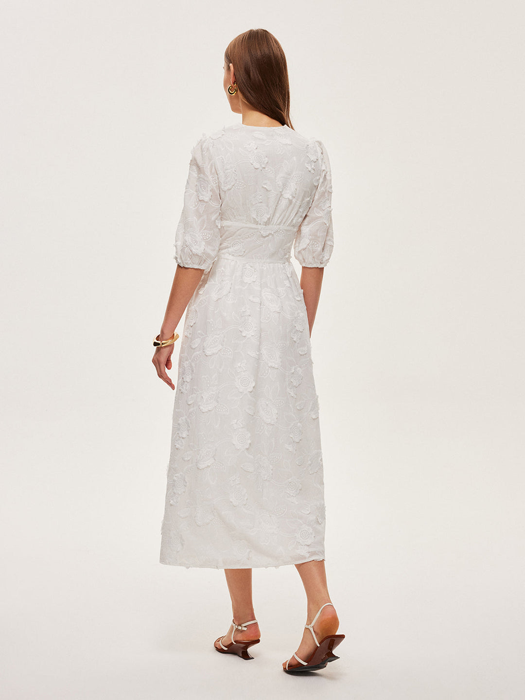 Robe Boutonnée Brodé Coton