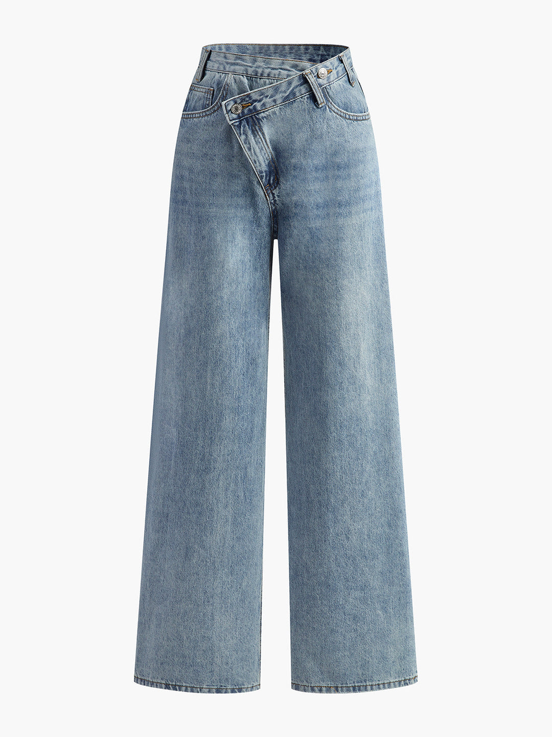 Jeans Large Jambe Taille Asymétrique