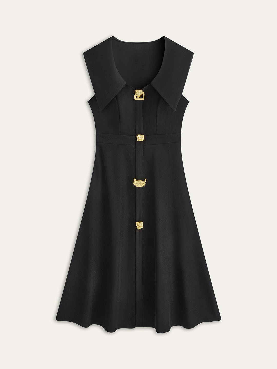 Robe Patineuse à Boutons et Col Large
