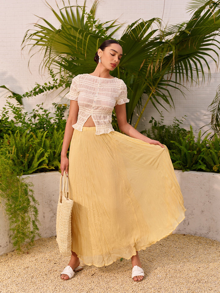 Jupe À Taille Haute Avec Ourlet Asymétrique Plissé