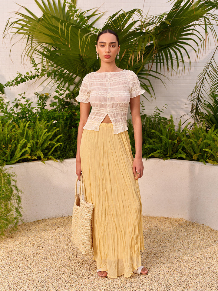 Jupe À Taille Haute Avec Ourlet Asymétrique Plissé