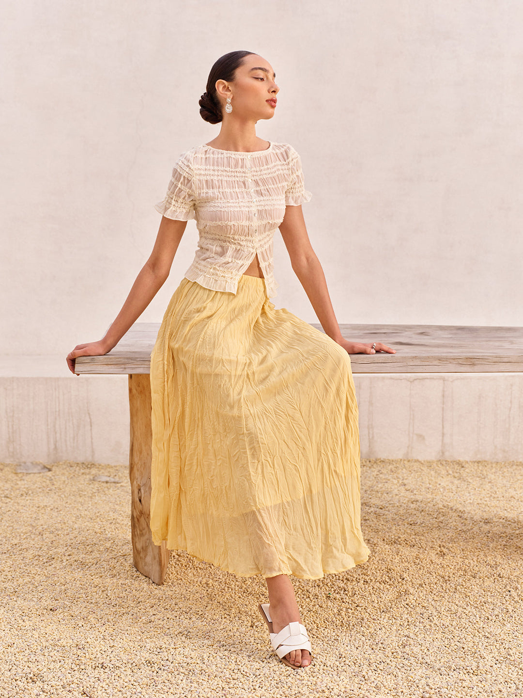 Jupe À Taille Haute Avec Ourlet Asymétrique Plissé