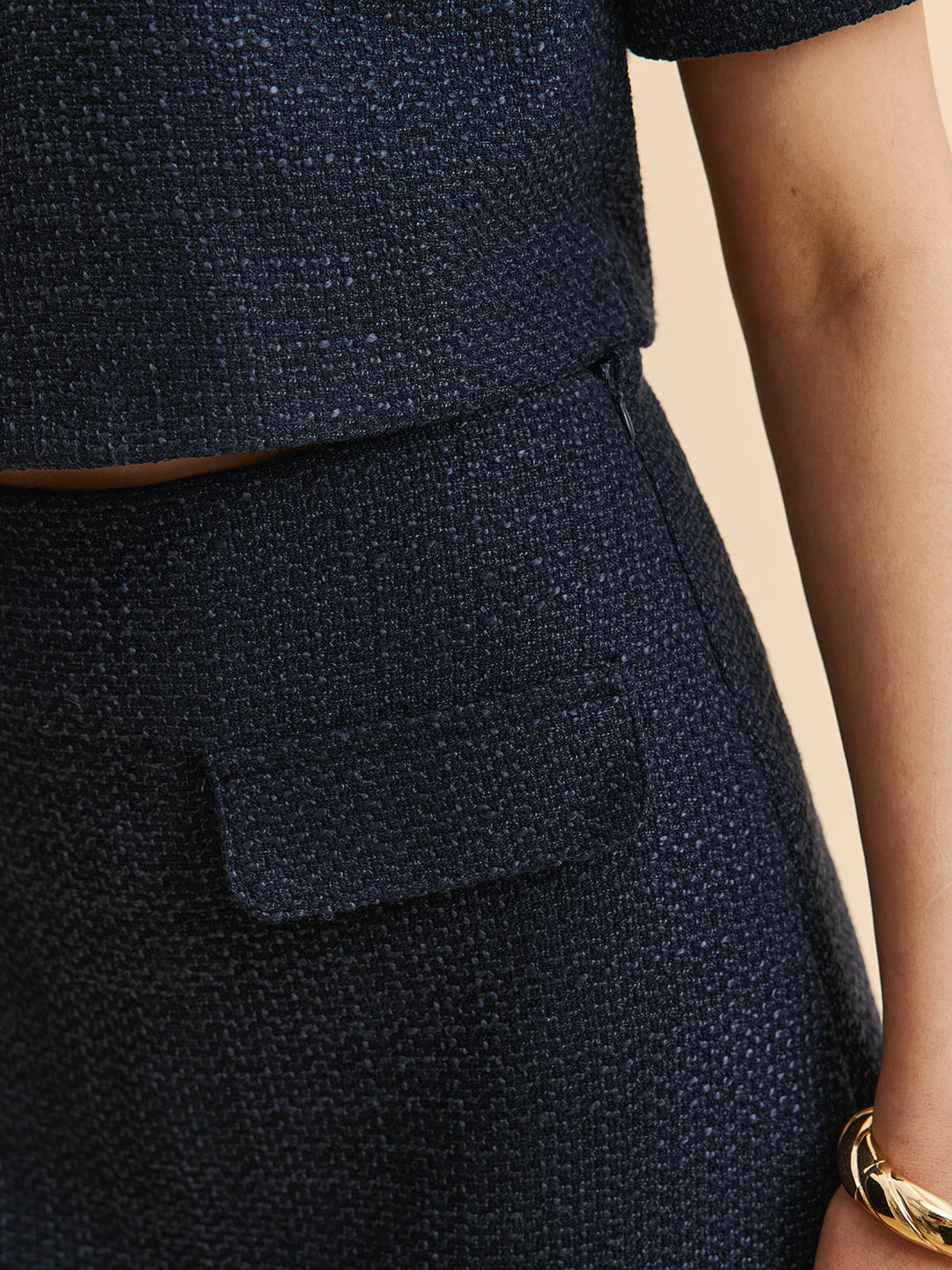 Jupe droite à poches en tweed