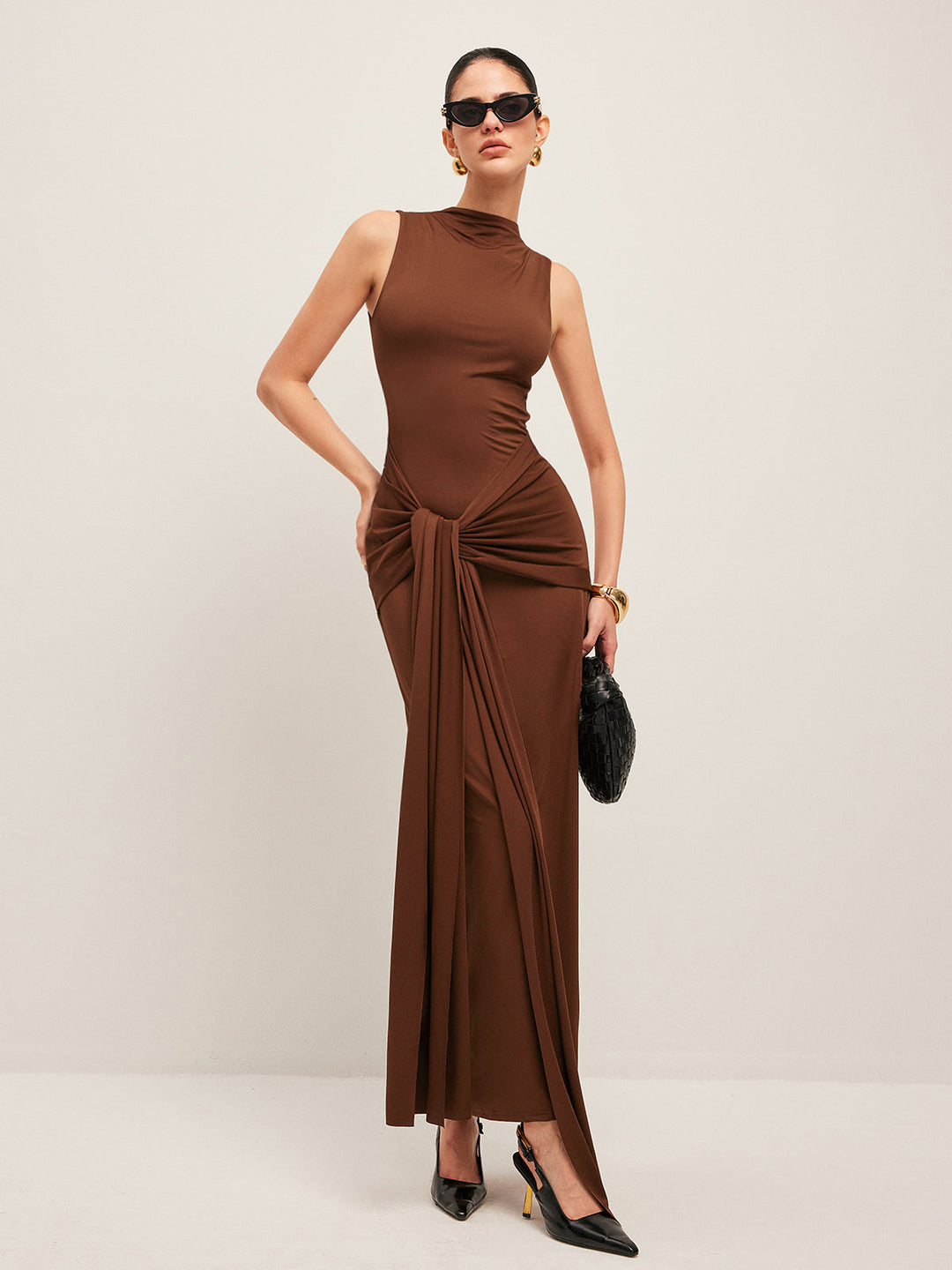 Robe sans manches à nœud torsadé