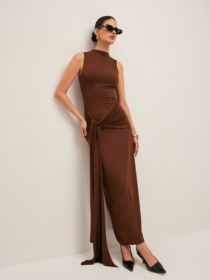 Robe sans manches à nœud torsadé