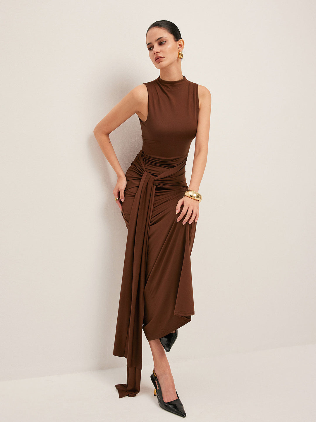 Robe sans manches à nœud torsadé