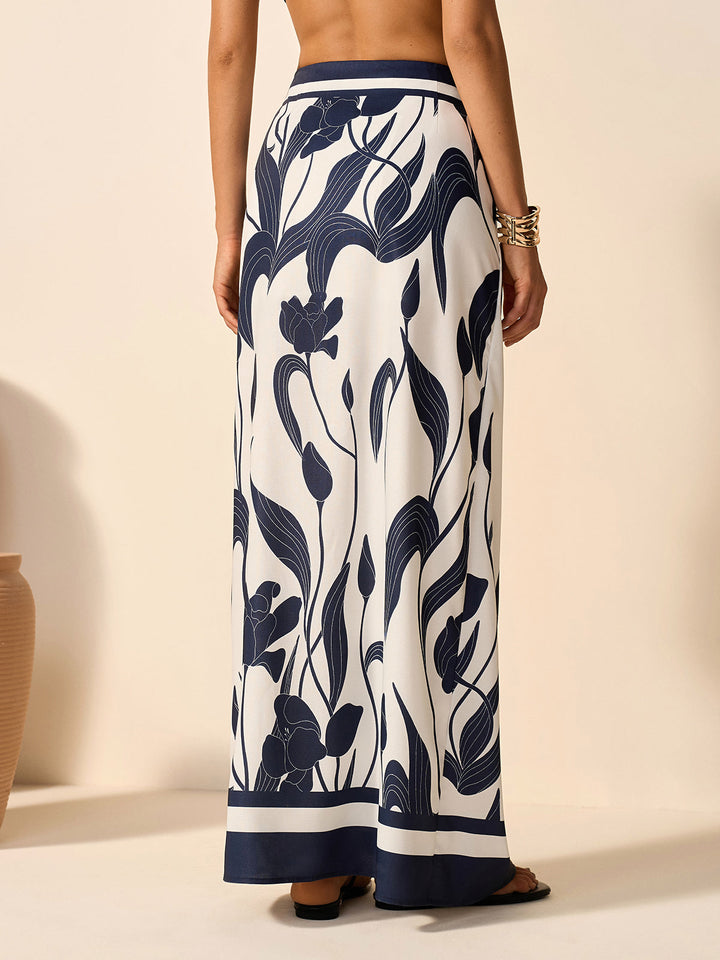 Jupe à taille nouée à imprimé floral