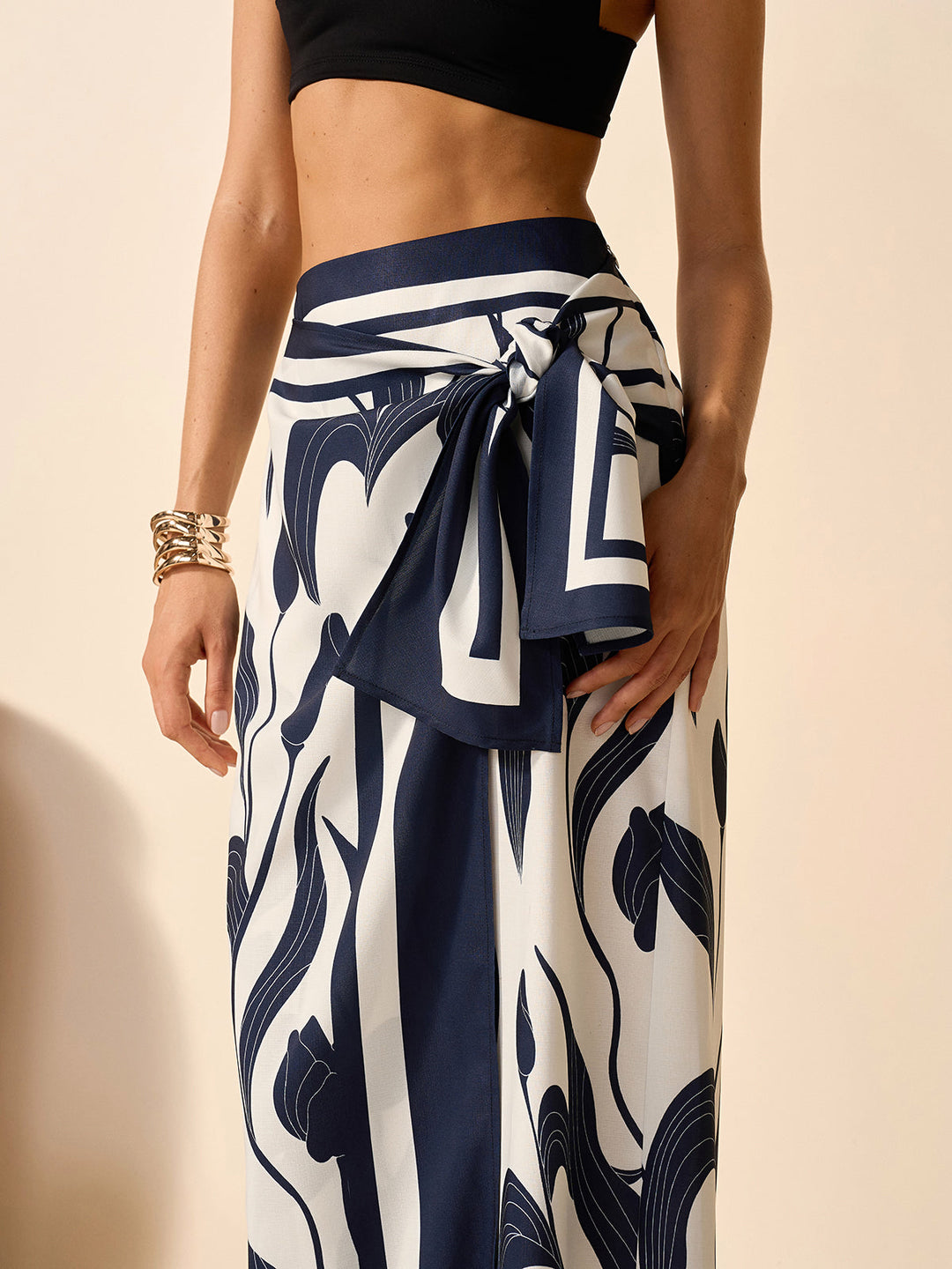 Jupe à taille nouée à imprimé floral