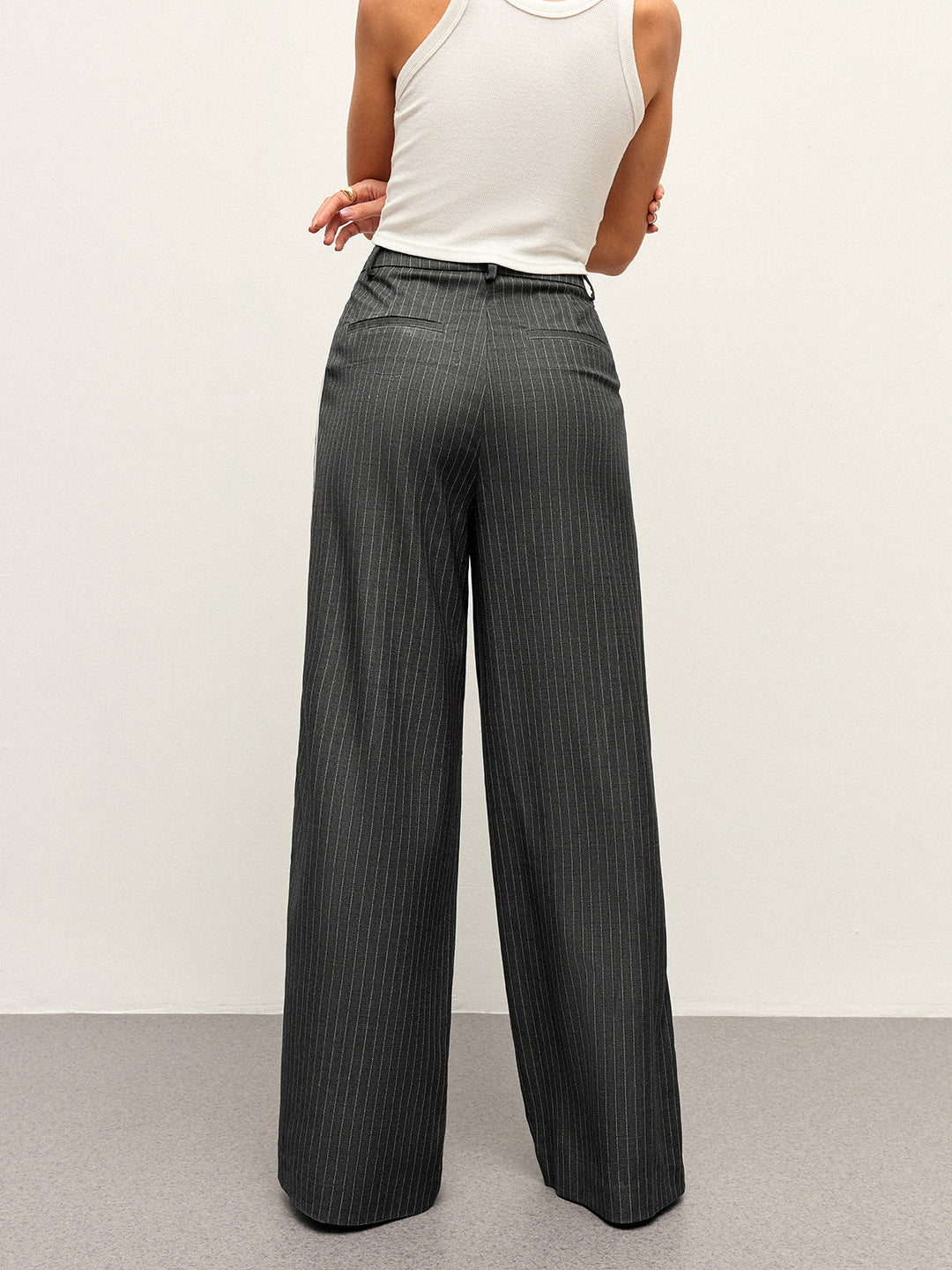 Pantalon à rayures mi-taille