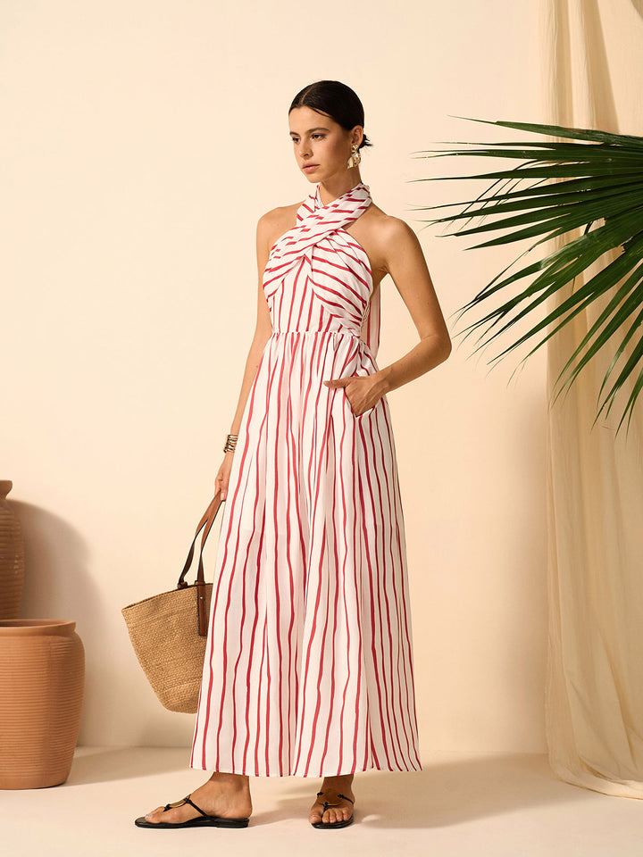 Robe Robe à Col Bardot Rayée