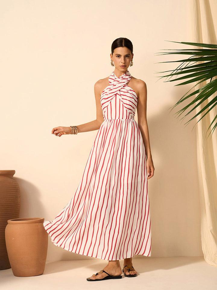 Robe Robe à Col Bardot Rayée
