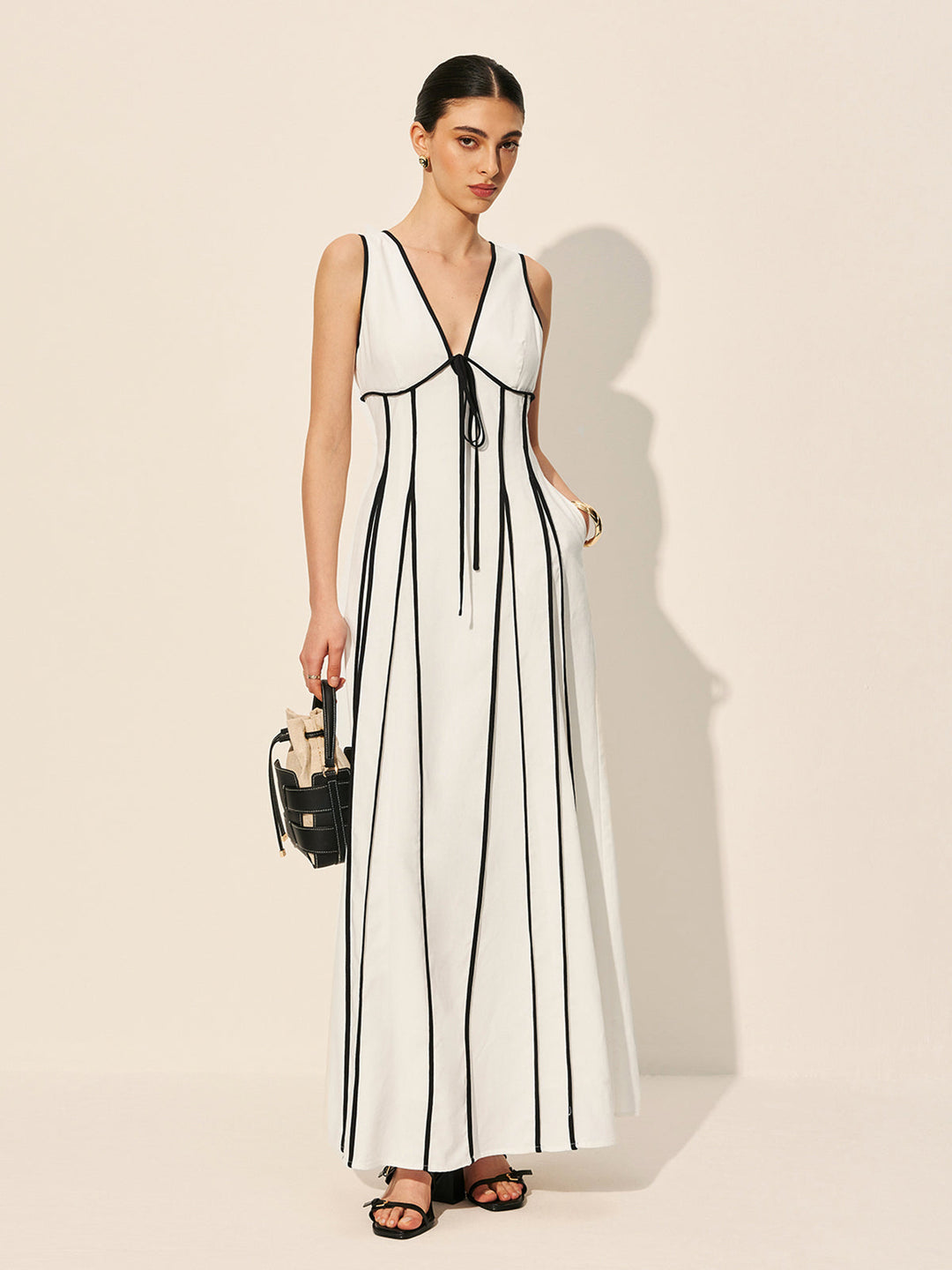 Robe à bordure contrastante avec poches