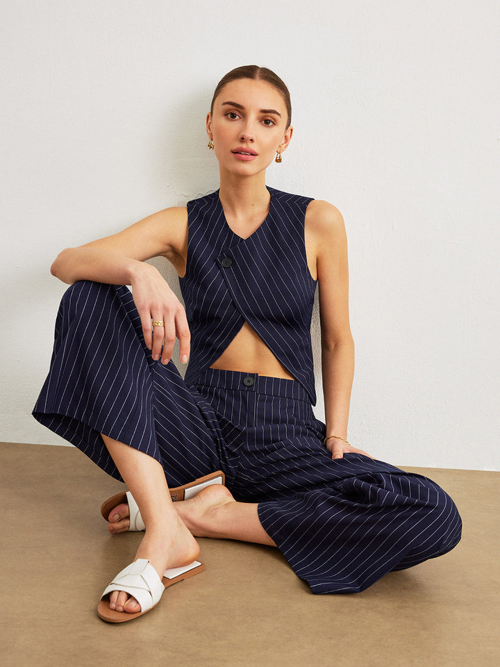 Ensemble Pantalon Pinstripe Avec Poches