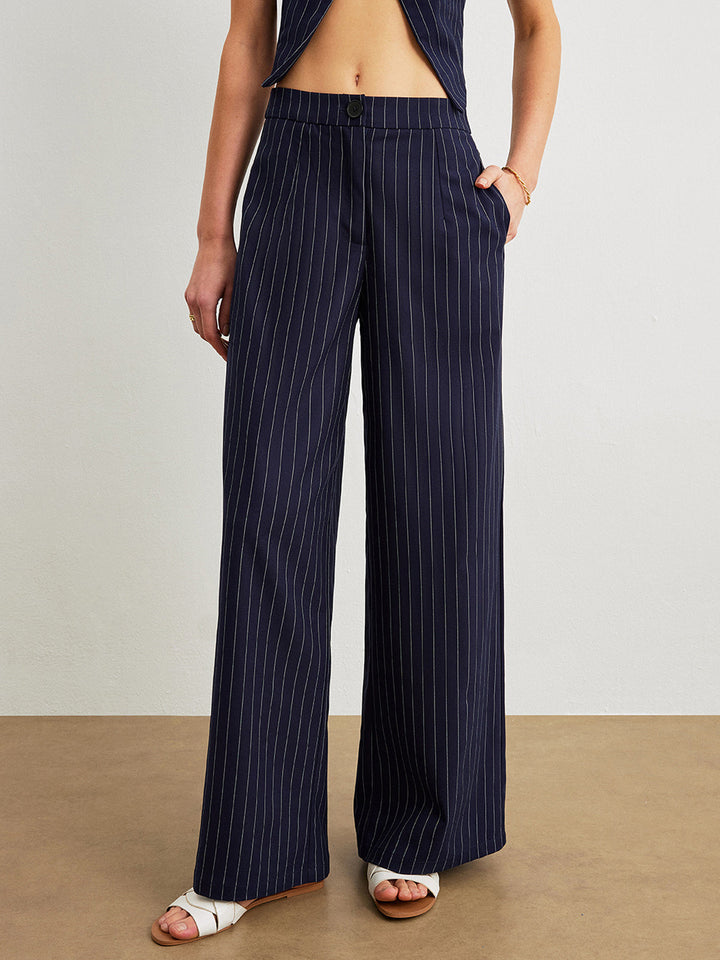 Ensemble Pantalon Pinstripe Avec Poches