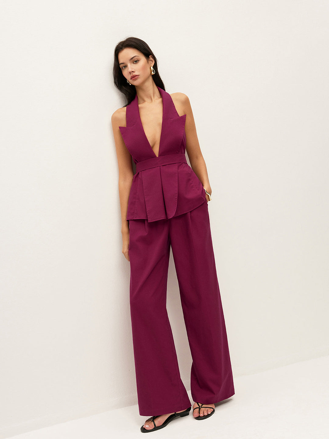 Ensemble Pantalon à Poches Ceinture à Colhalter