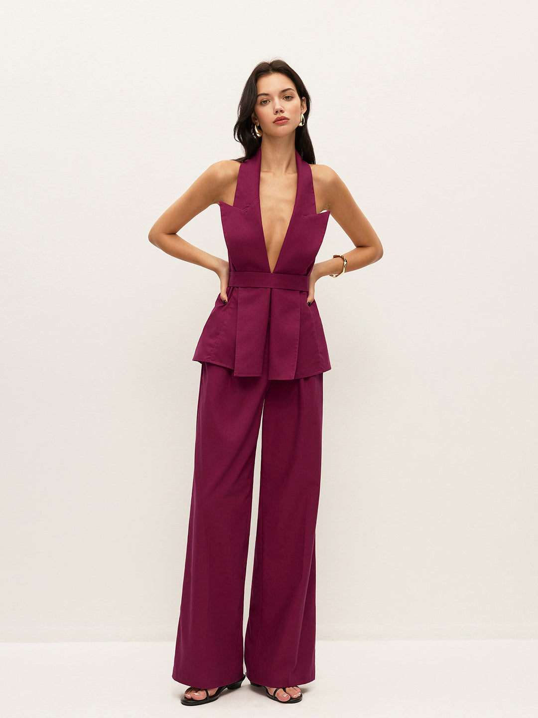 Ensemble Pantalon à Poches Ceinture à Colhalter