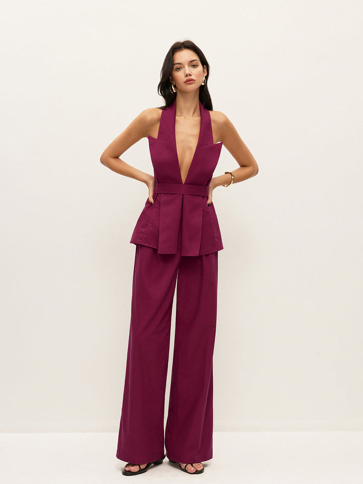 Ensemble Pantalon à Poches Ceinture à Colhalter