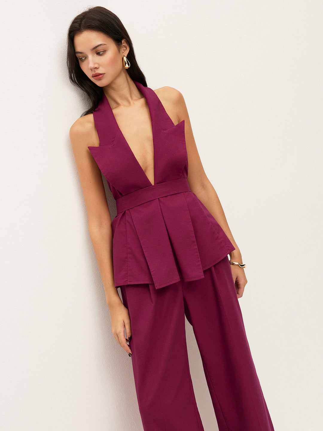 Ensemble Pantalon à Poches Ceinture à Colhalter