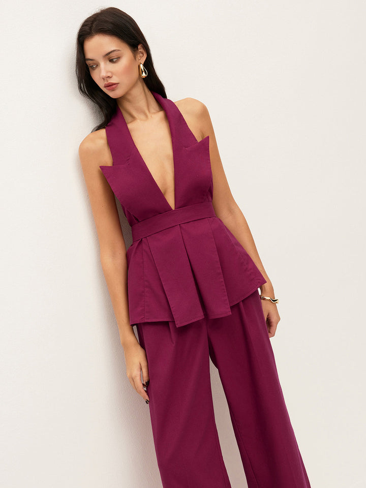 Ensemble Pantalon à Poches Ceinture à Colhalter