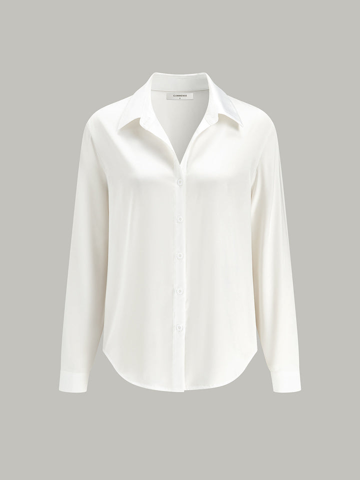 Chemise boutonnée à col écarté et manches longues