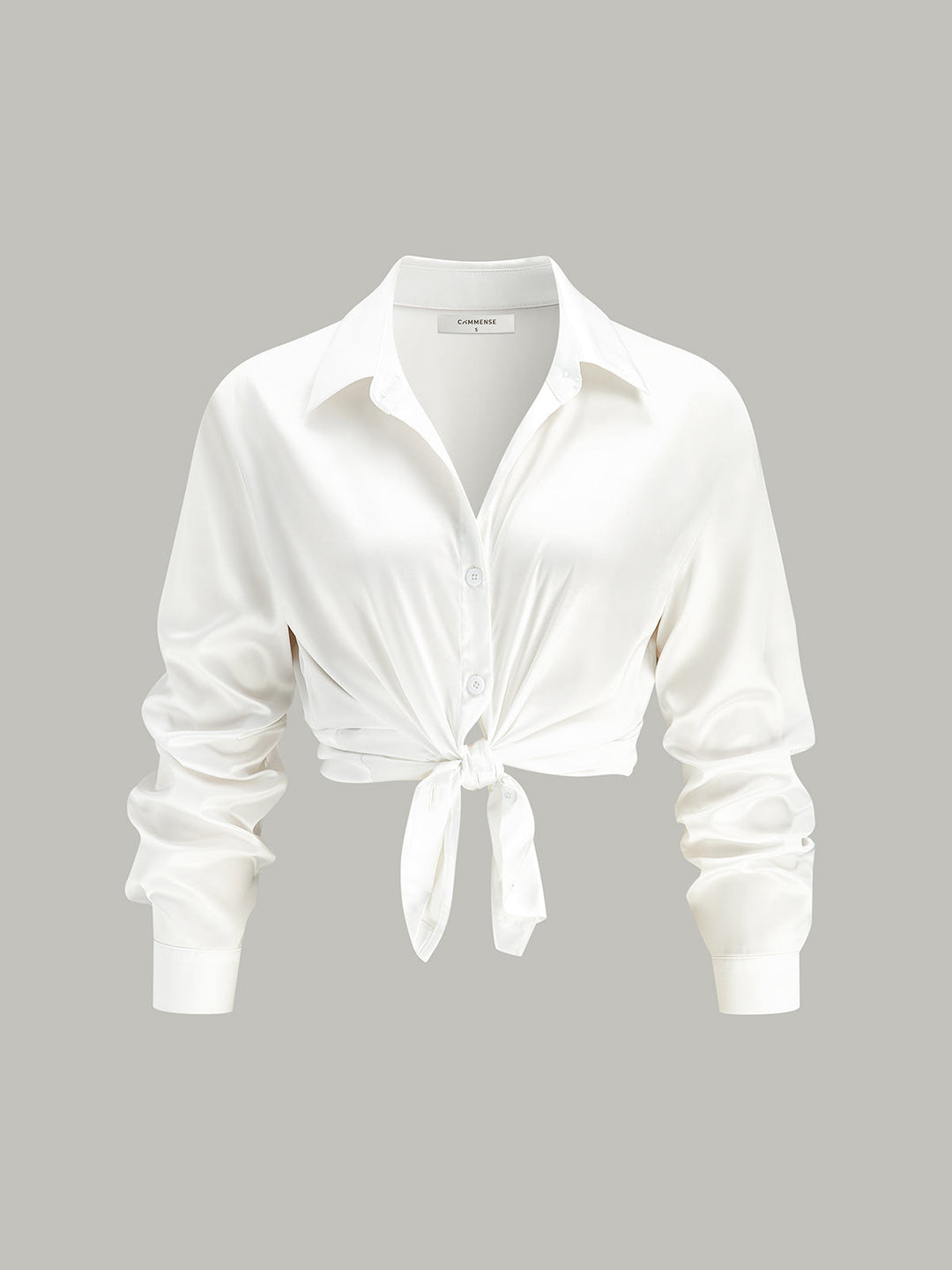 Chemise boutonnée à col écarté et manches longues