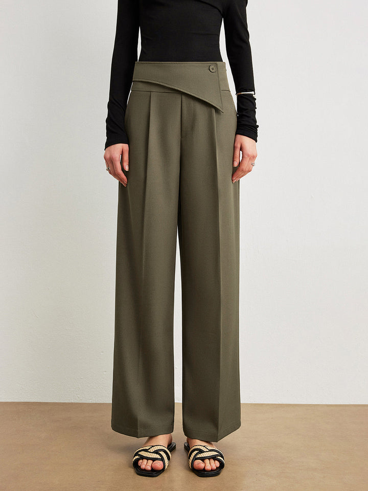 Pantalon taille mi-haute à design asymétrique