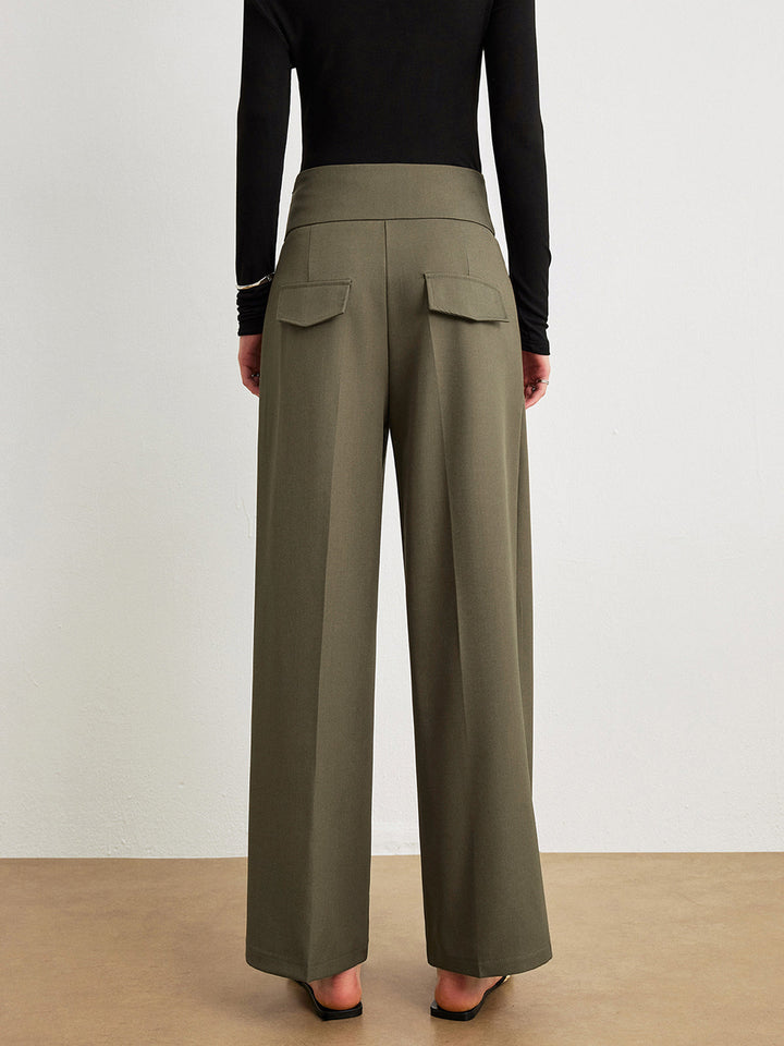 Pantalon taille mi-haute à design asymétrique