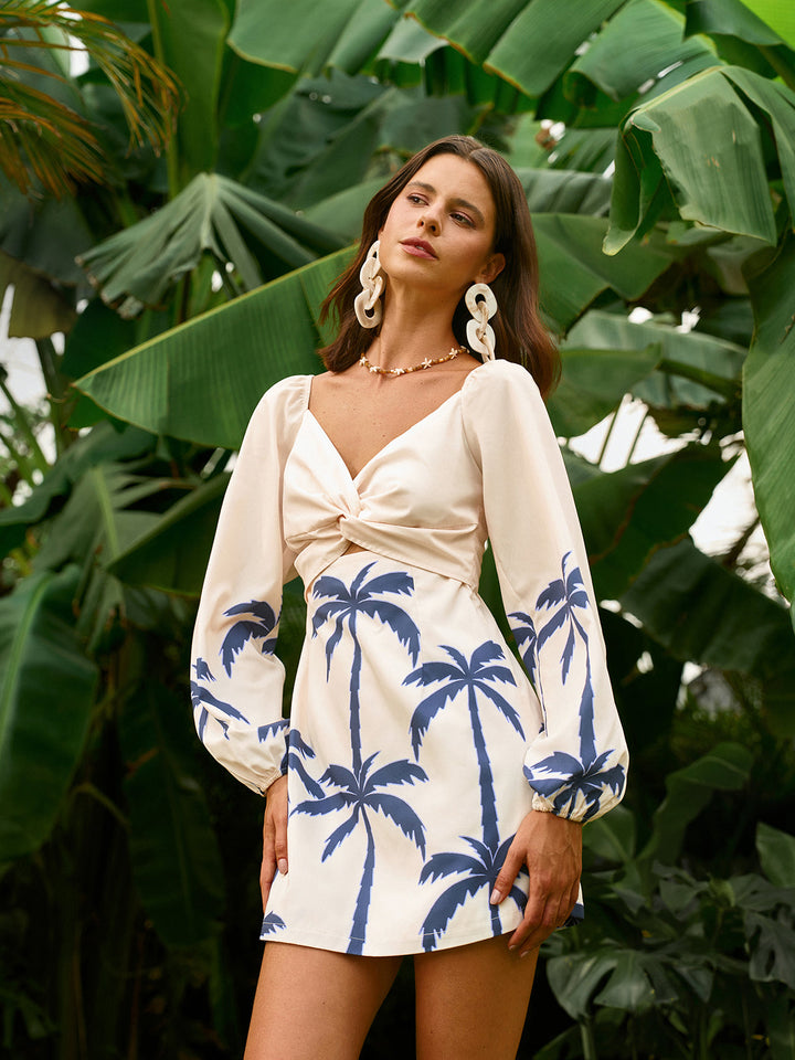 Robe Longue à Manches Longues et Imprimé Dos Serre-Tête