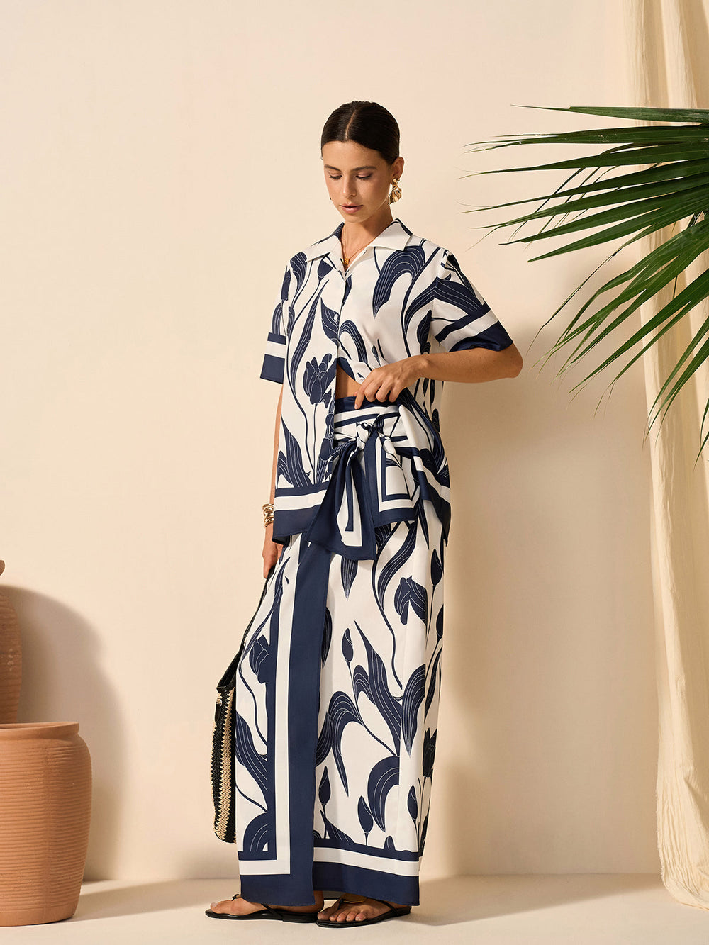 Jupe à taille nouée à imprimé floral