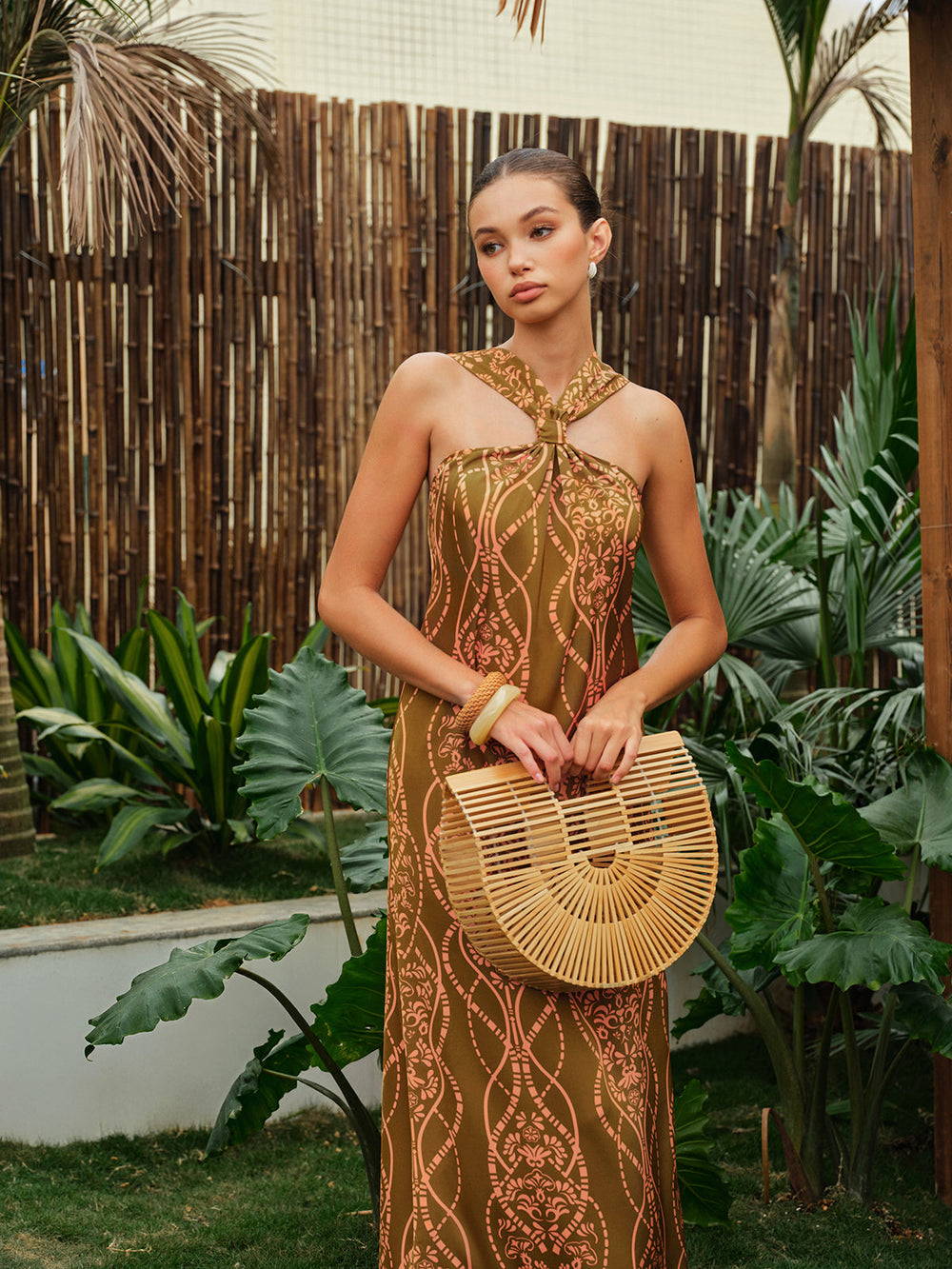 Robe Satinée à Col Halter