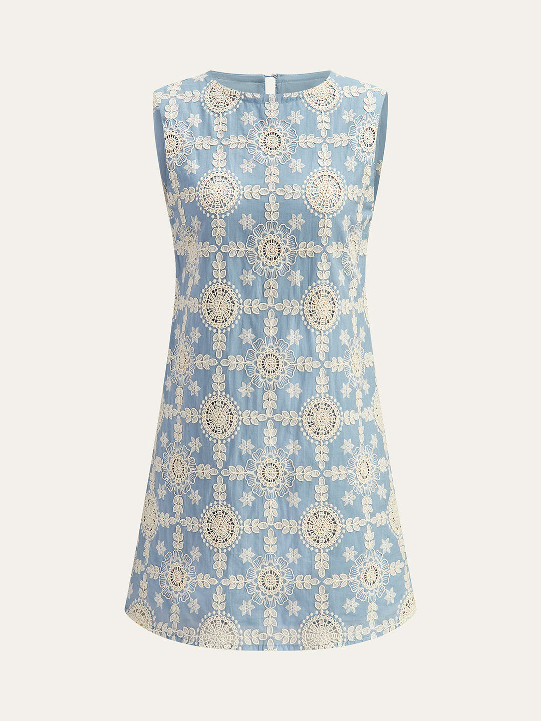 Robe Longue Sans Manches Brodé en Coton