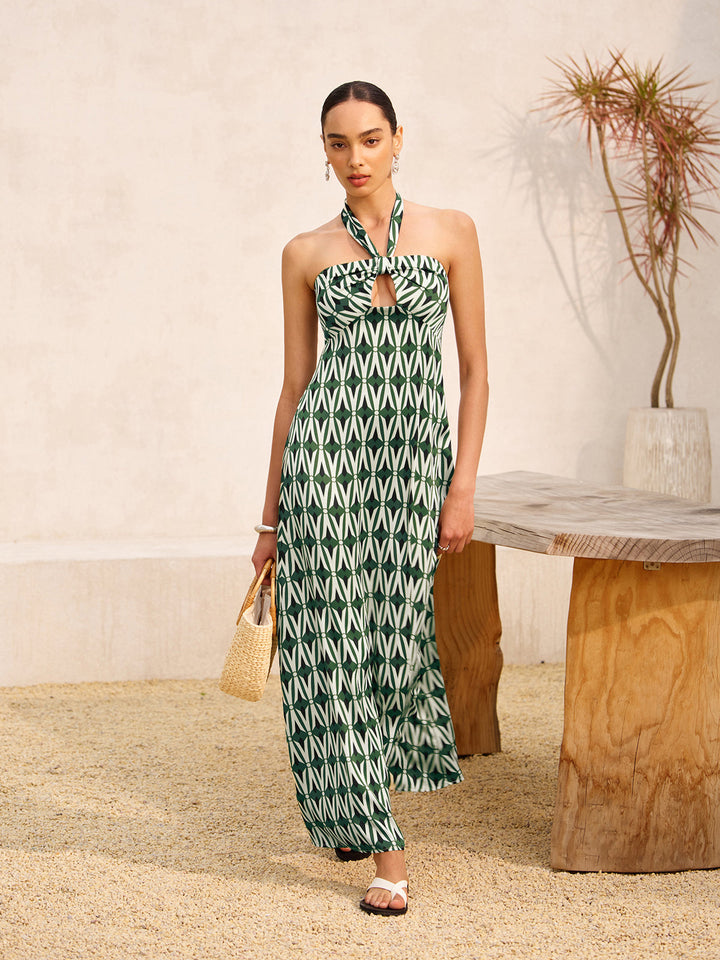 Robe à col licou avec trou de serrure