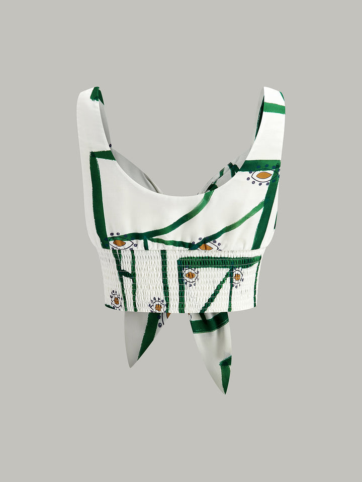 Ensemble Jupe à Volants et Camisole à Liens Devant