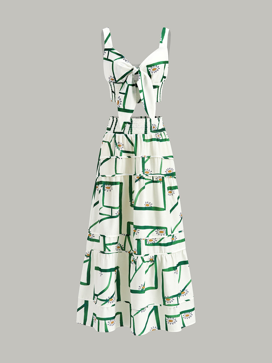 Ensemble Jupe à Volants et Camisole à Liens Devant
