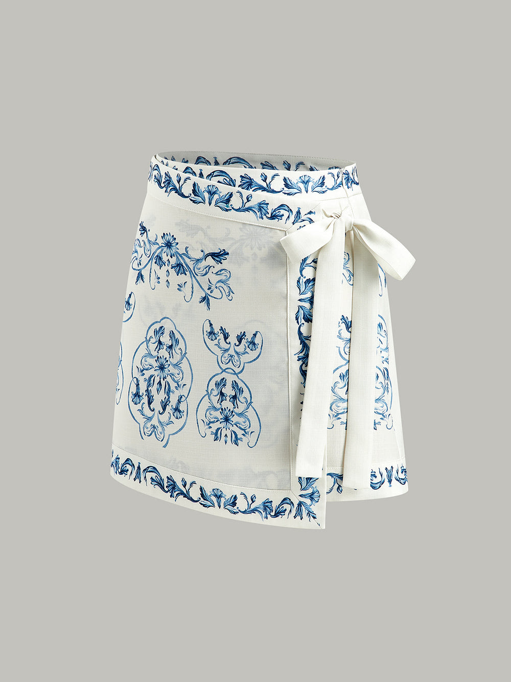 Jupe portefeuille imprimé floral avec ceinture